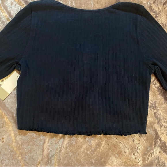 bp. Navy Long Sleeve Cropped Henley - Picture 9 of 9